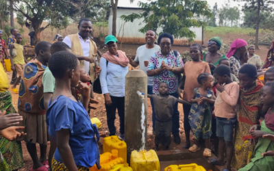Drinking water arrives for the first time in Gicaca, Burundi